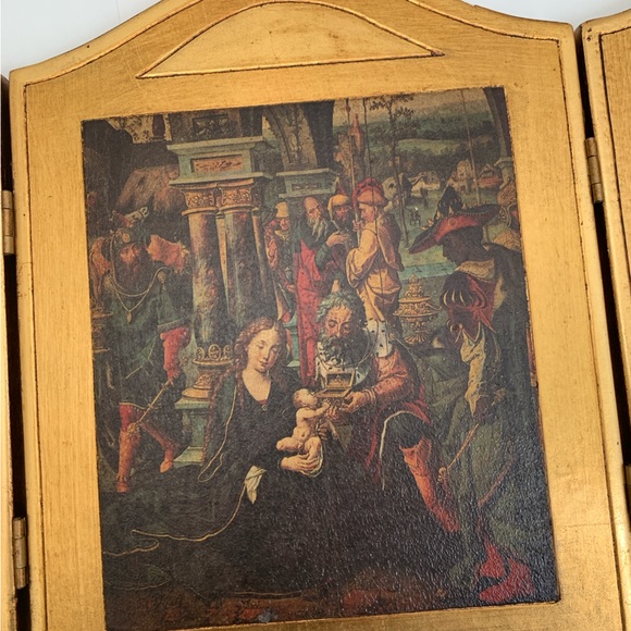 Florentine Style Religious Triptych Annunciation Adoration of the Magi Art - Picture 7 of 7